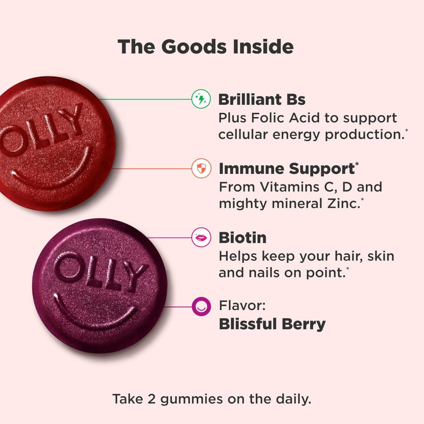 OLLY Women's Multivitamin Gummies – Blissful Berry Flavor 🍓💜