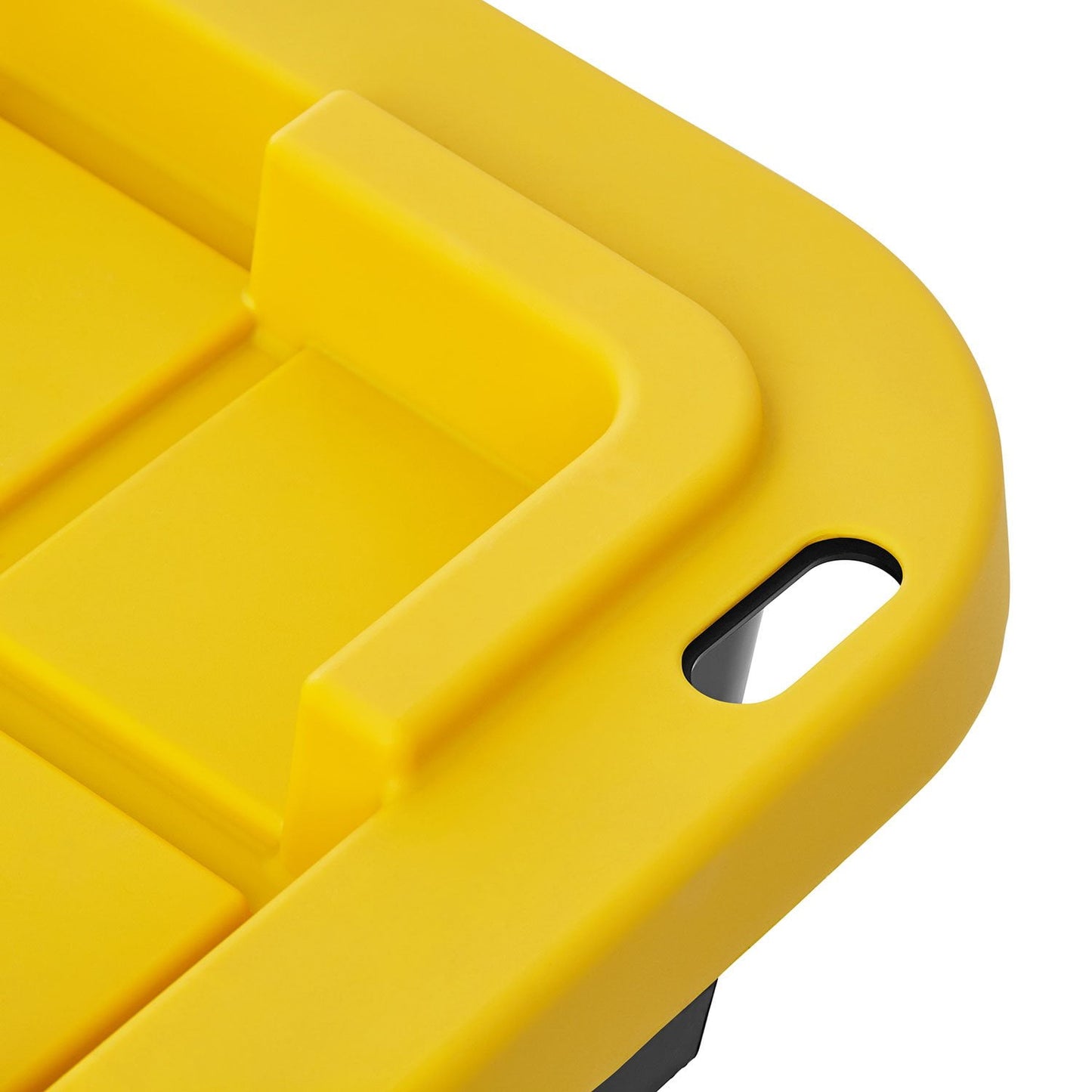 Member’s Mark 27‑Gallon Heavy‑Duty Black & Yellow Storage Tote – Stackable, Lockable with Snap-Tight Lid (20.6″D × 30.6″W × 14.3″H)