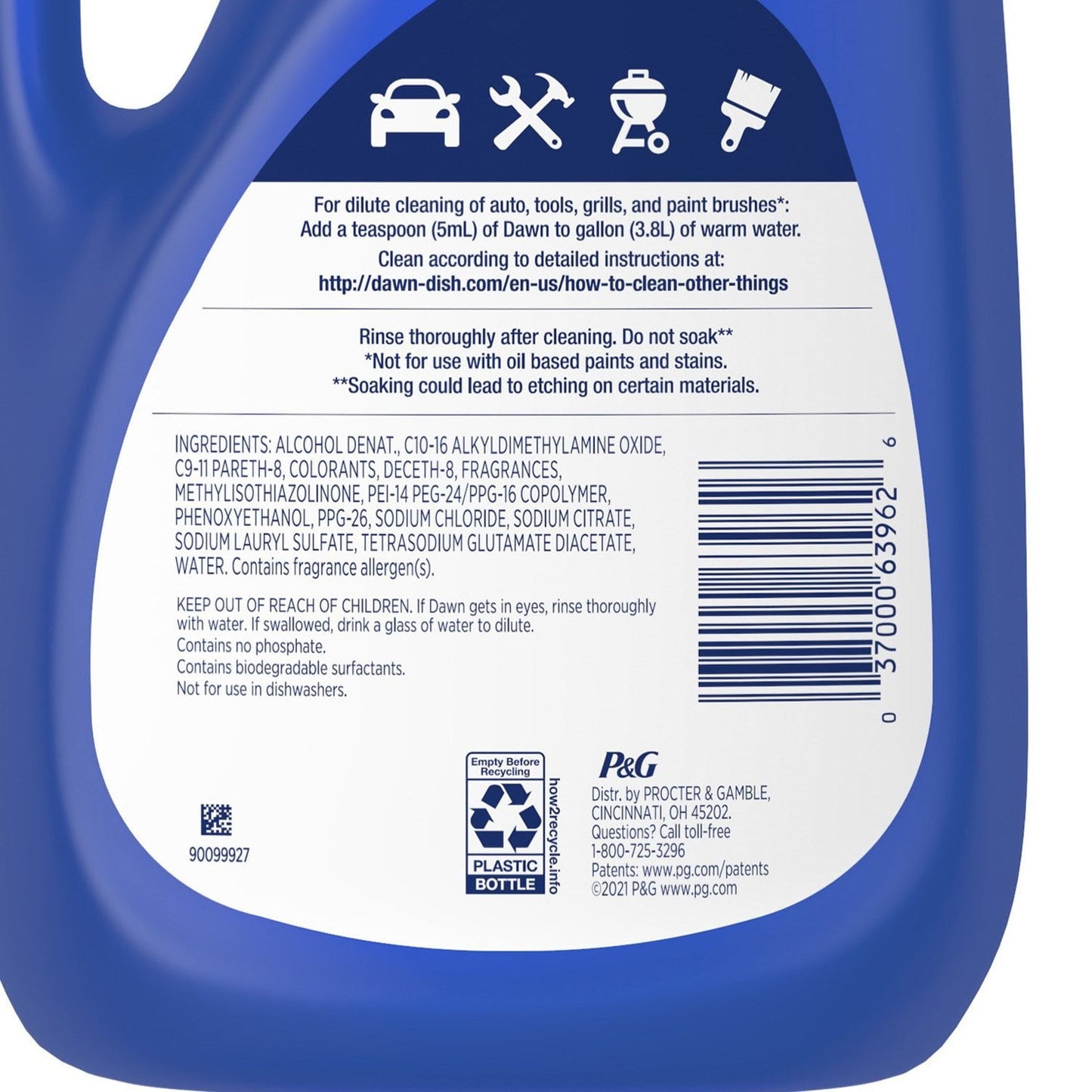 Dawn Platinum Dishwashing Liquid – Refreshing Rain Scent, 90 fl oz, 4× Grease-Cutting Power, Biodegradable Formula
