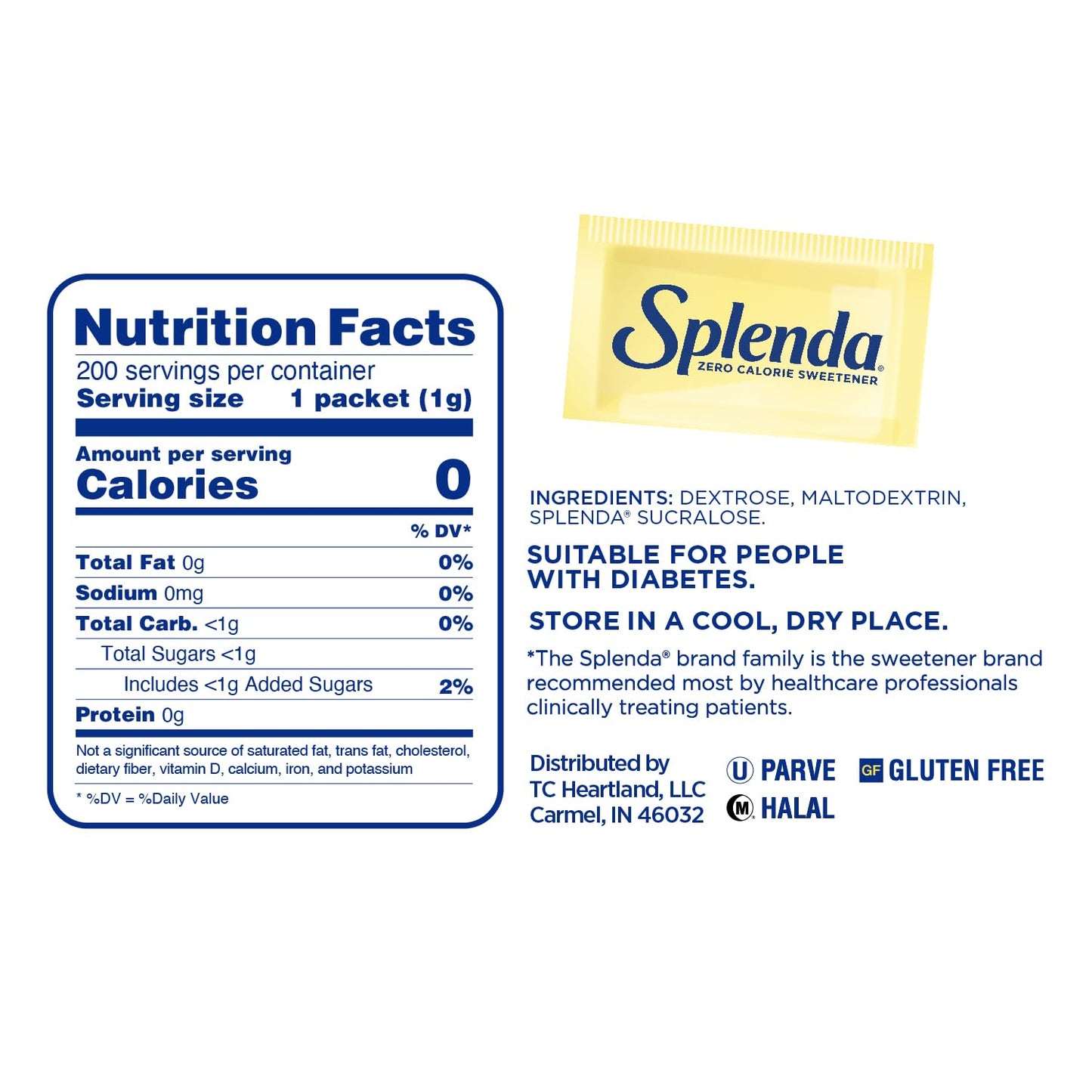 Splenda Zero Calorie Sweetener – 200 Count Packets 💛🍬