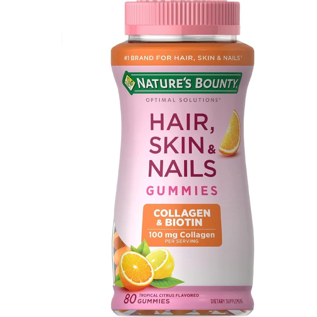 Nature's Bounty Optimal Solutions Hair, Skin & Nails Gummies – Biotin & Collagen, 2500 mcg, 80 Ct 🌿✨