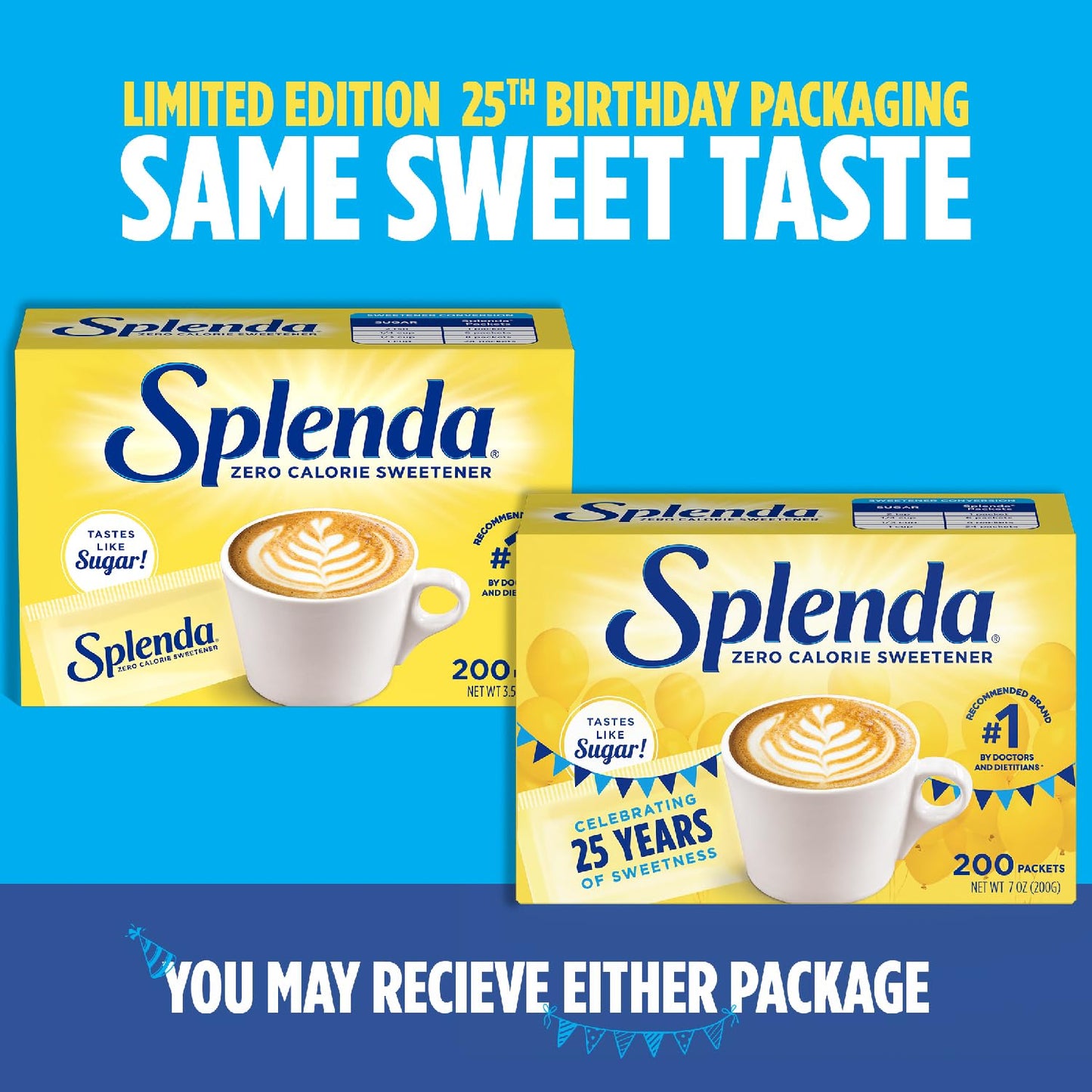 Splenda Zero Calorie Sweetener – 200 Count Packets 💛🍬