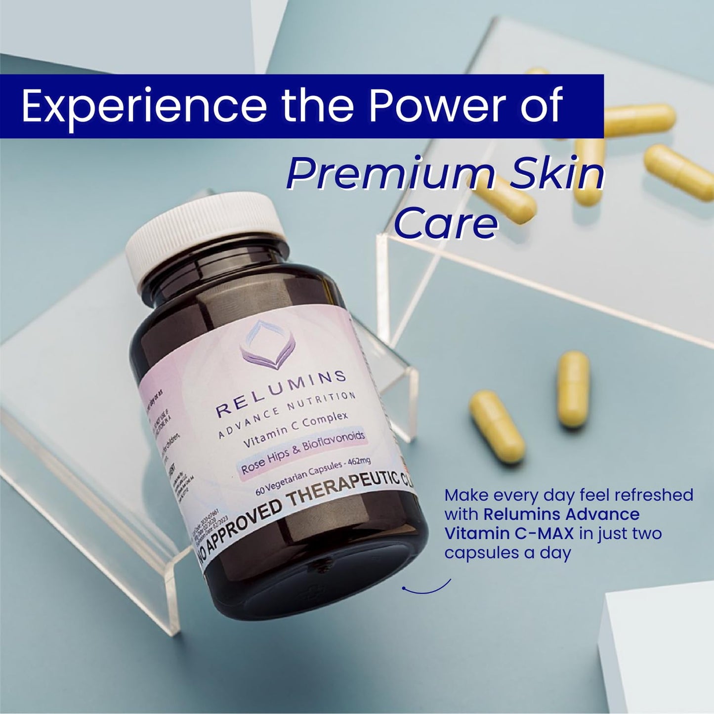 Relumins Advanced White Set – 1650 mg Glutathione Complex & Vitamin C MAX Brightening Bundle